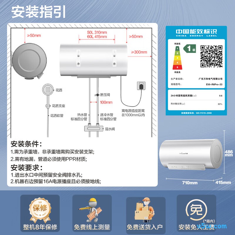 万和R6Pro电热水器图片