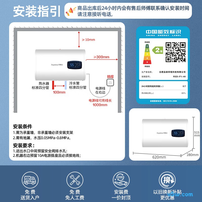 荣事达RSD-F1-40电热水器图片