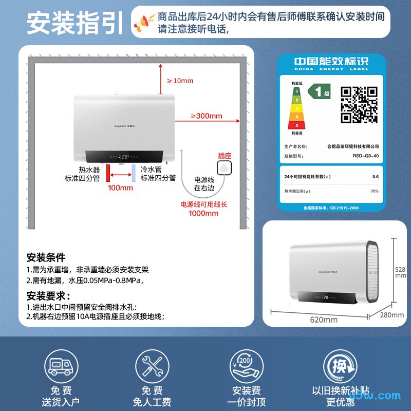 荣事达RSD-Q3-40电热水器图片
