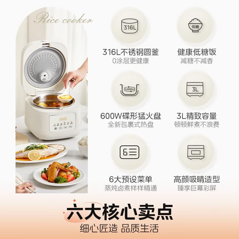 美的MB-3E91LS电饭煲图片