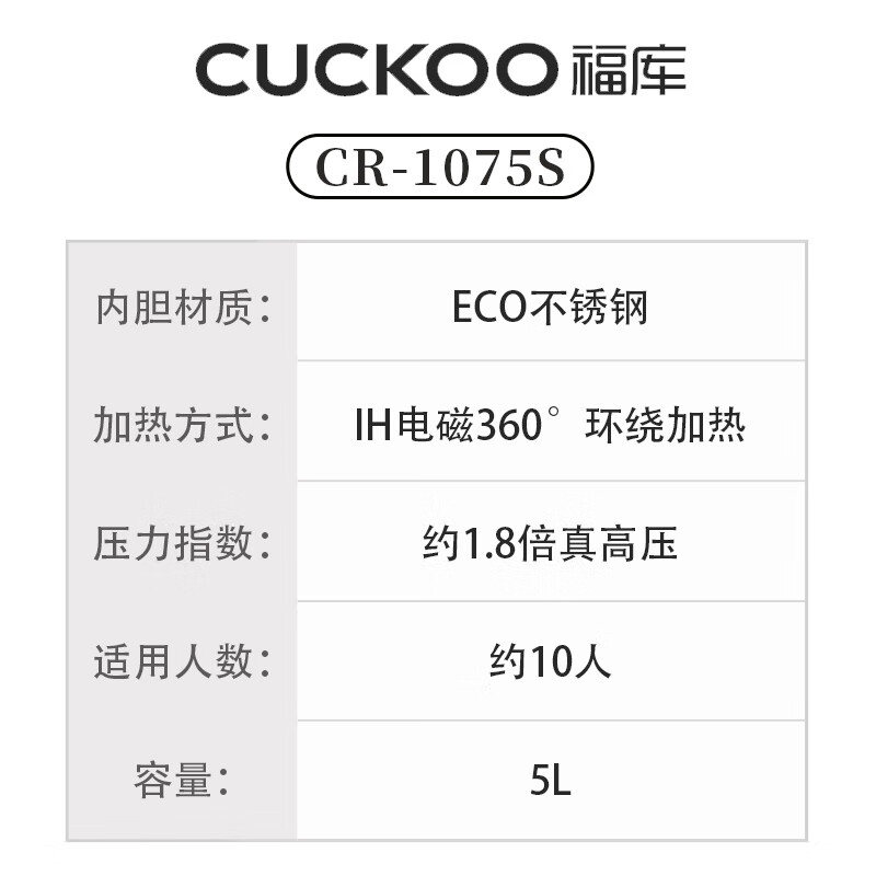 福库CR-1075S电饭煲图片