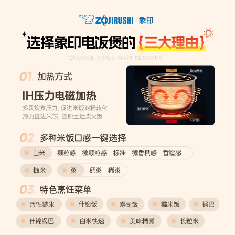 象印NP-BSH10C-RA电饭煲图片
