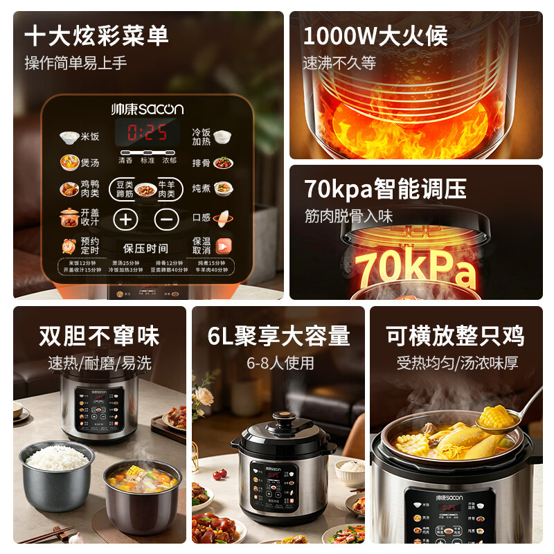 帅康LJ60FA-07YD2电压力锅图片