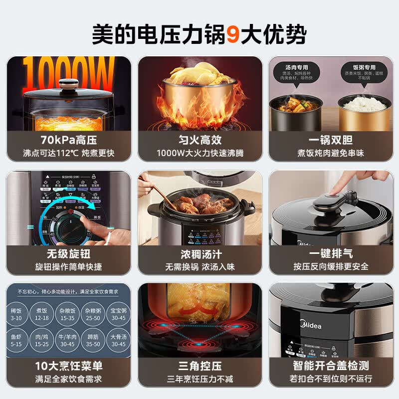 美的MY-YL50X3-102R电压力锅图片