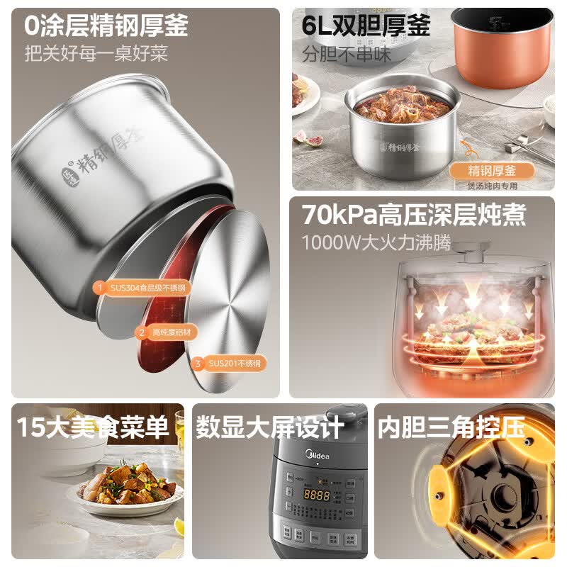 美的MY-C6856G电压力锅图片