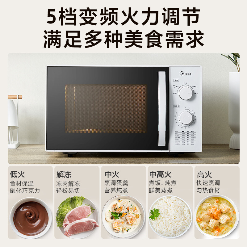 美的M1-230E白色微波炉图片