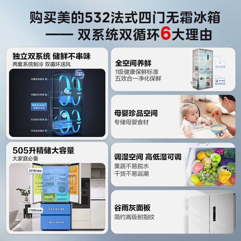 美的MR-532WFPZE冰箱图片