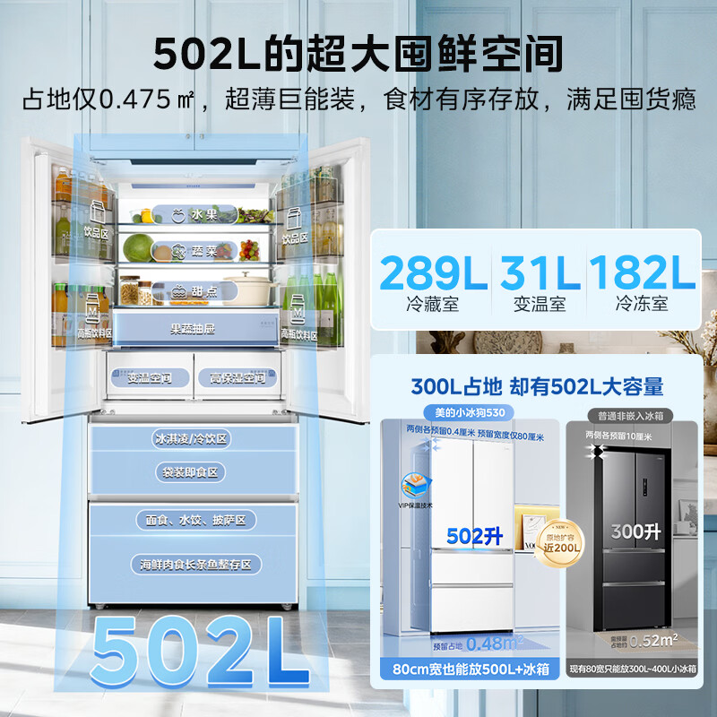 美的MR-530WUFPZE冰箱图片