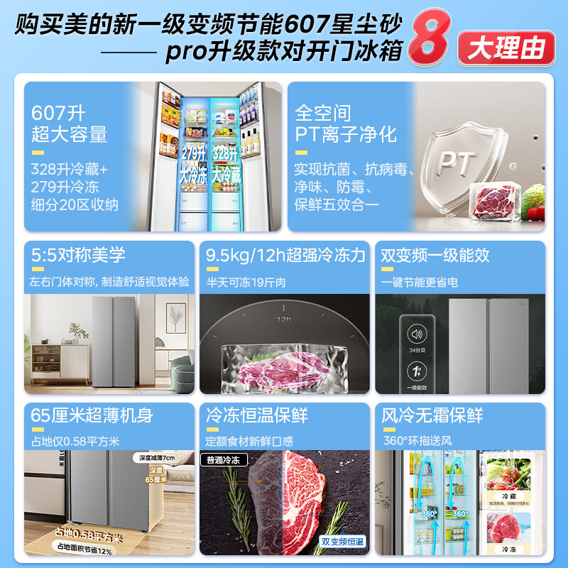 美的BCD-607WKPM(E)冰箱图片