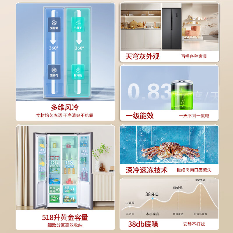 新飞BCD-518WK9DT冰箱图片