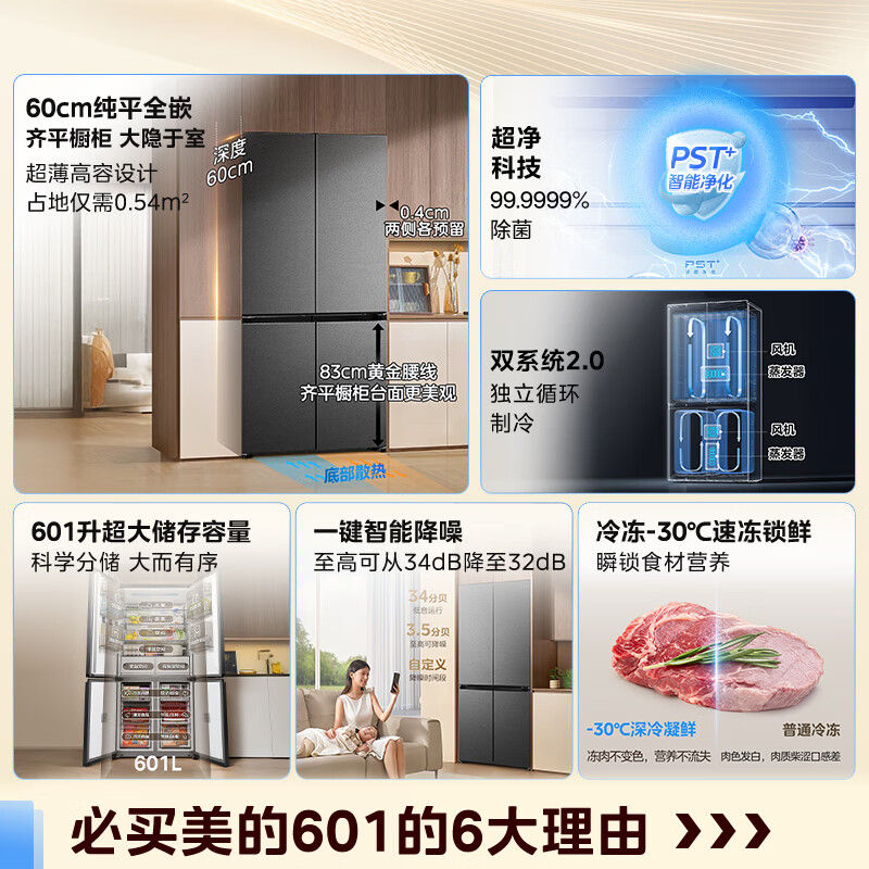 美的BCD-601WUSPZM(E)冰箱图片