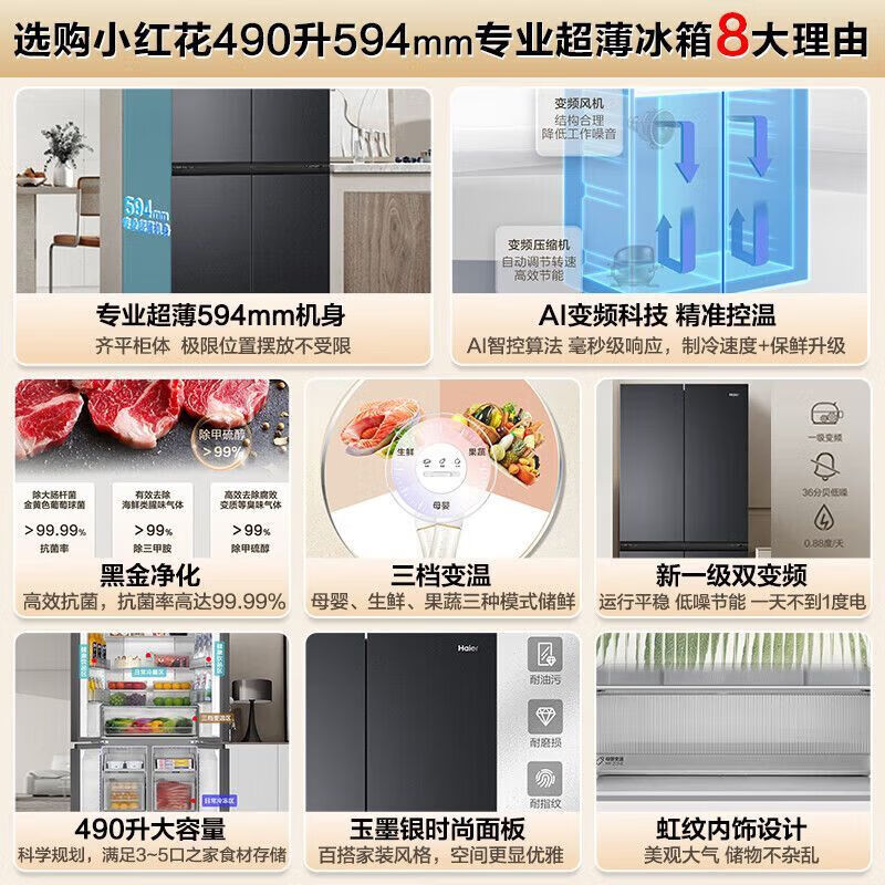 海尔BCD-490WGHTDDEDSD冰箱图片