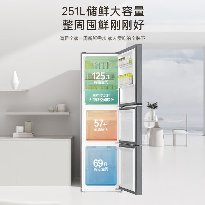 海尔BCD-251WGHC3E7XM冰箱图片