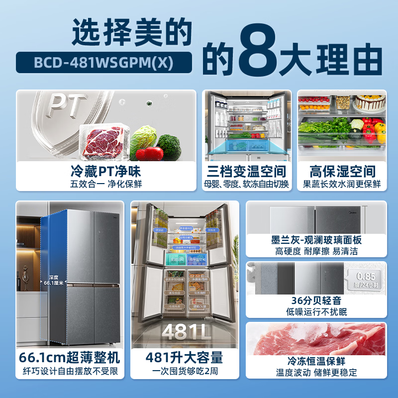 美的BCD-481WSGPM(X)冰箱图片