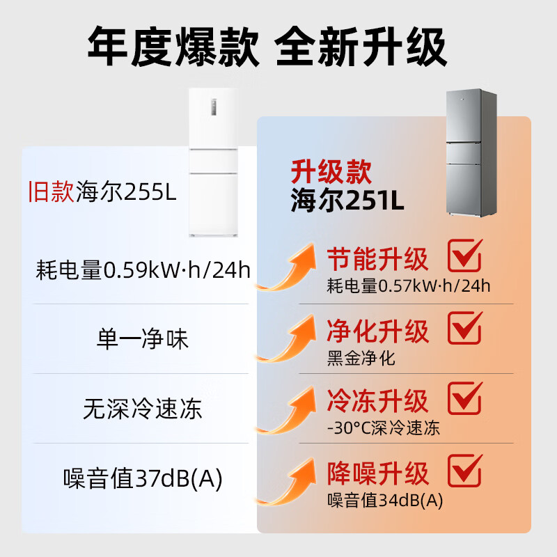 海尔BCD-251WGHC3E7XM冰箱图片