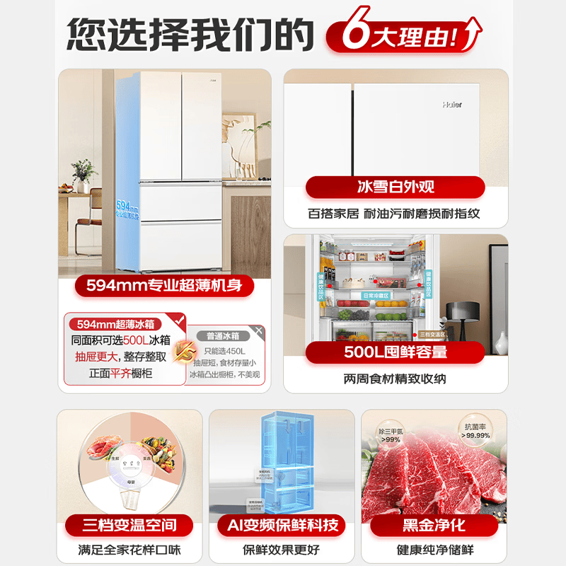 海尔BCD-500WGHFDEDWVU1冰箱图片