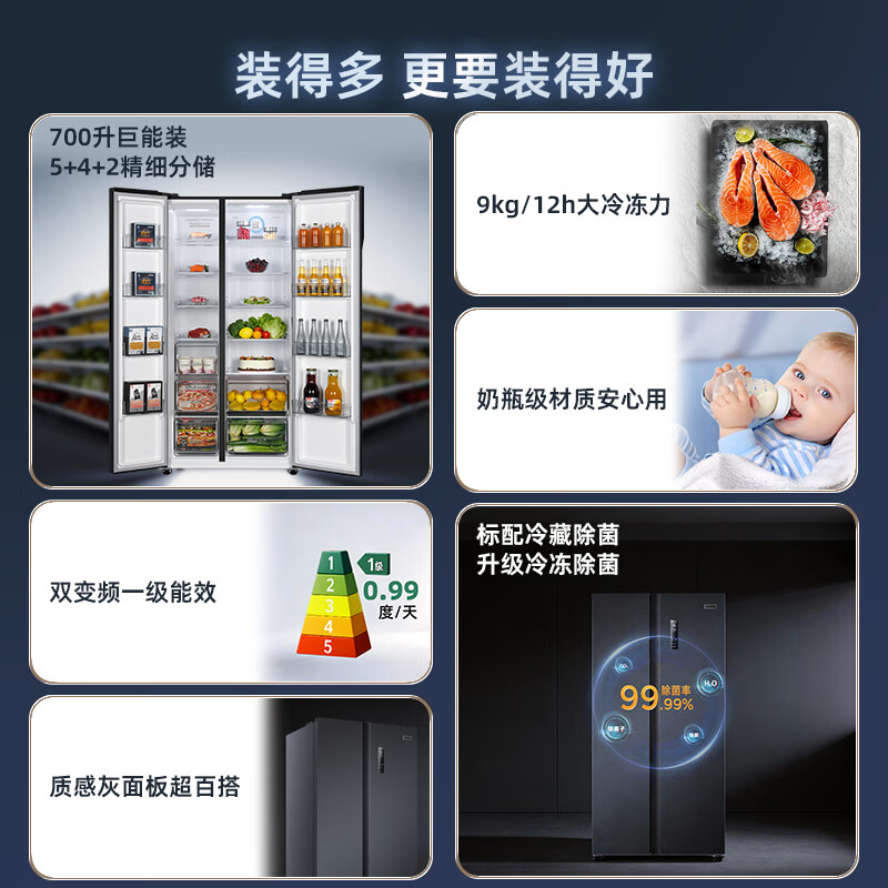 奥马700WKH/B冰箱图片