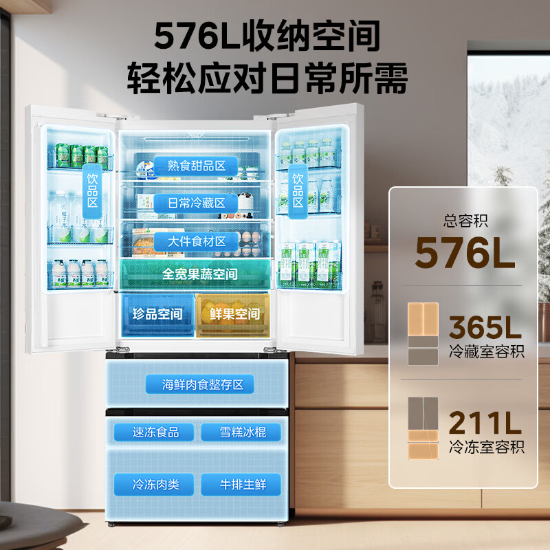 美的BCD-576WFPZM(E)冰箱图片