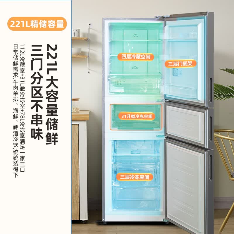 新飞BCD-221WK3DT冰箱图片