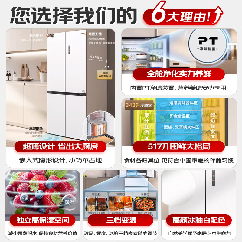 美的BCD-517WSGPZM(E)冰箱图片