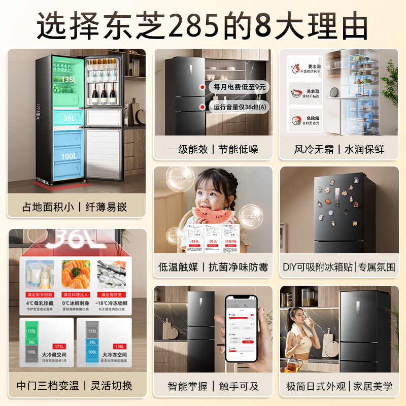 东芝GR-RM285WI-PM1冰箱图片