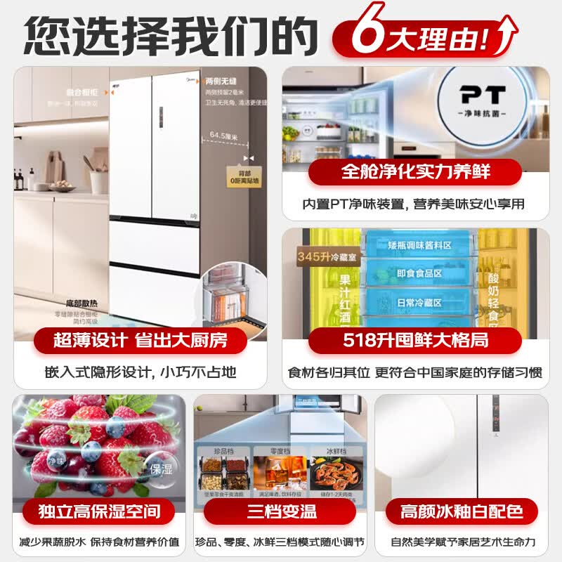 美的BCD-518WFGPZM(E)冰箱图片