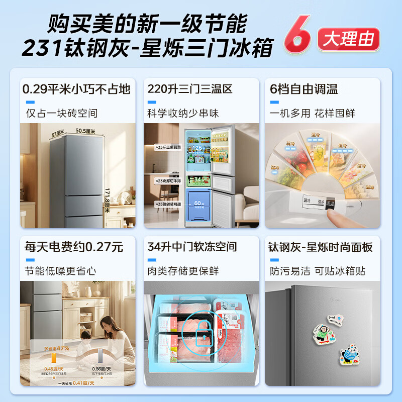 美的MR-231T冰箱图片
