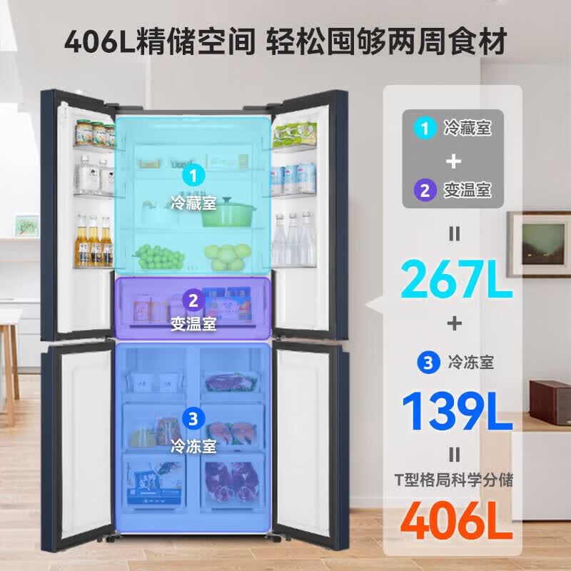 海尔BCD-406WLHTDEDB9冰箱图片