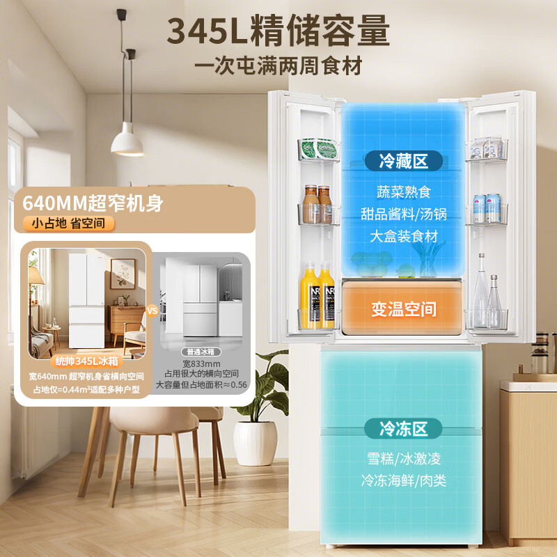 海尔BCD-345WLLFDD9CW1U1冰箱图片