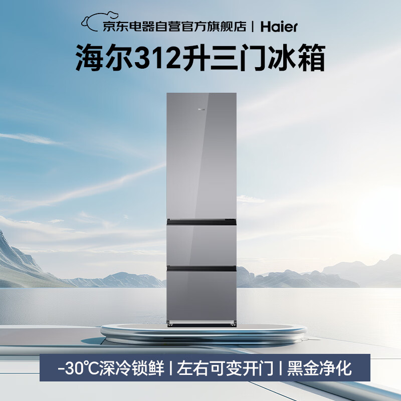 海尔BCD-312WGHD3E7AS冰箱图片