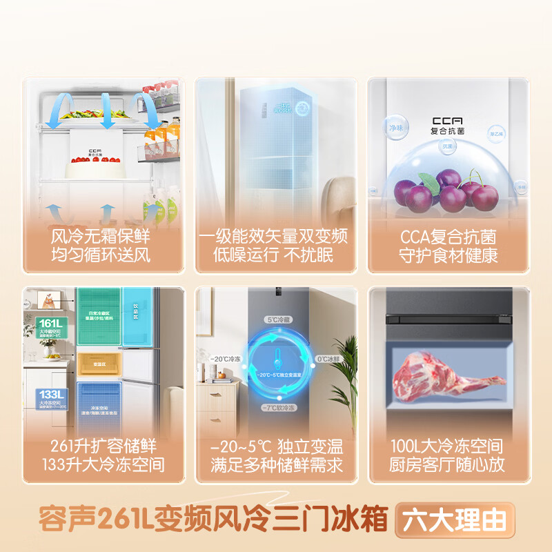 容声BCD-261D20RNLBD冰箱图片