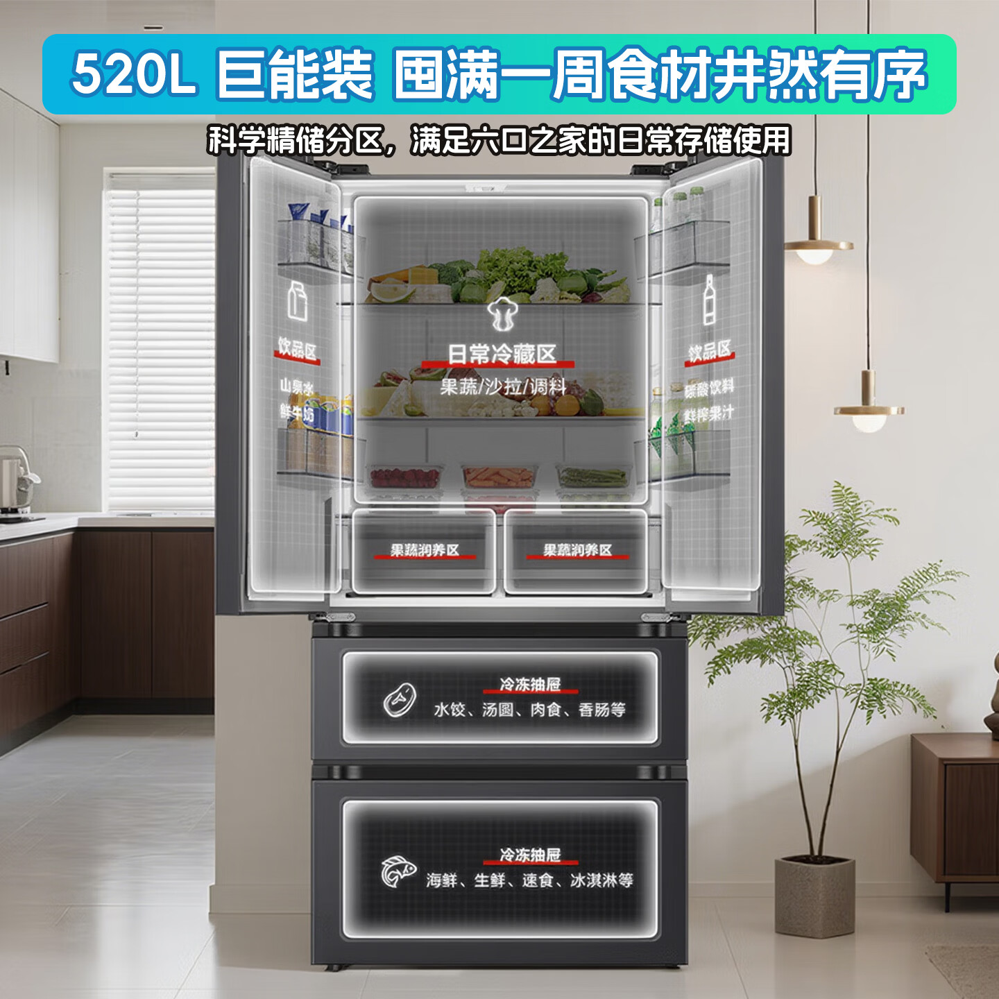 容声BCD-520E30FNLAE冰箱图片