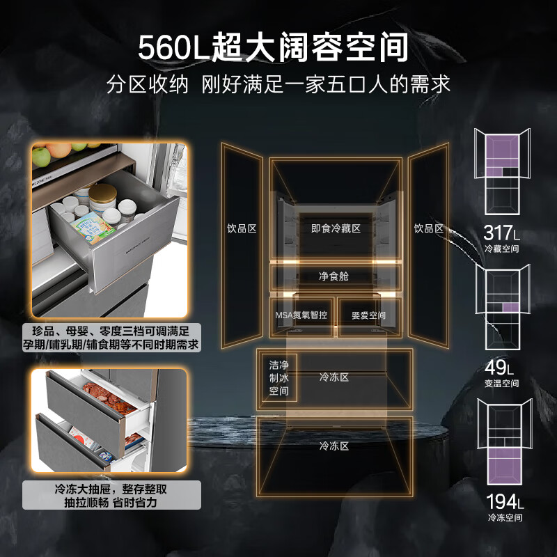 卡萨帝BCD-560WGCFDA4GUU1冰箱图片