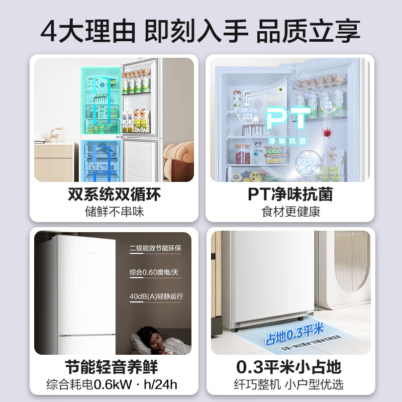 美的MR-195WE冰箱图片