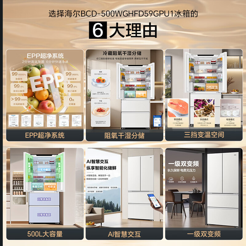 海尔BCD-500WGHFD59GPU1冰箱图片