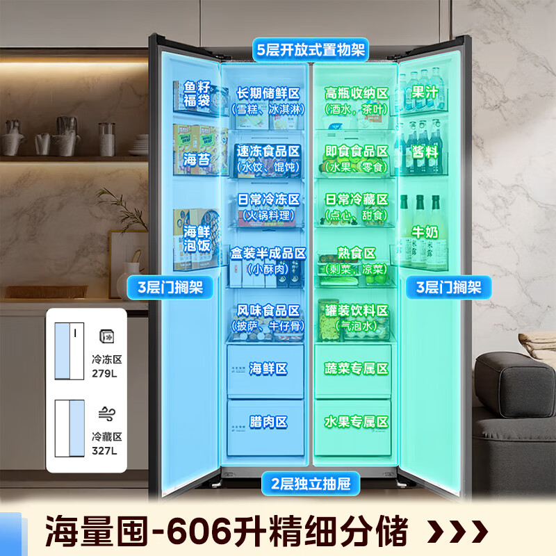 美的BCD-606WKPM(E)冰箱图片