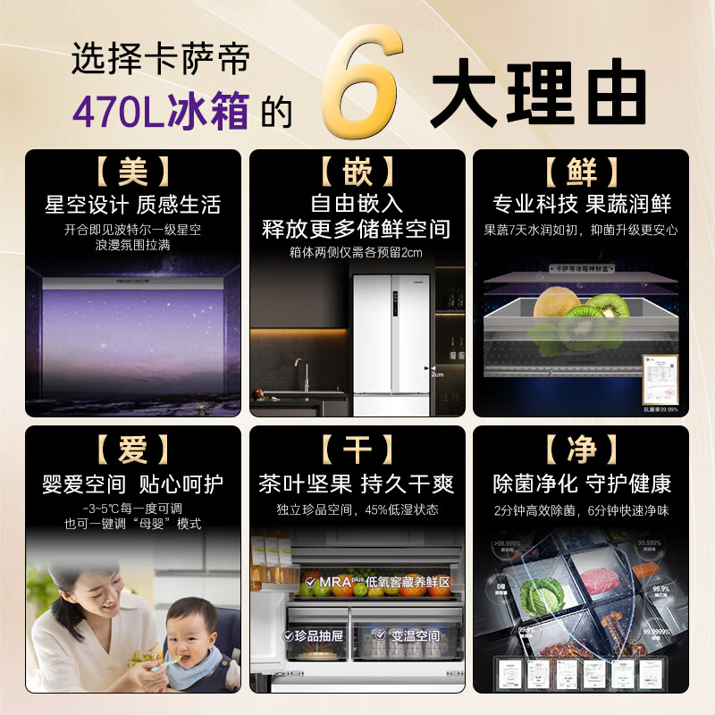 卡萨帝BCD-470WLCFDM9WKU1冰箱图片