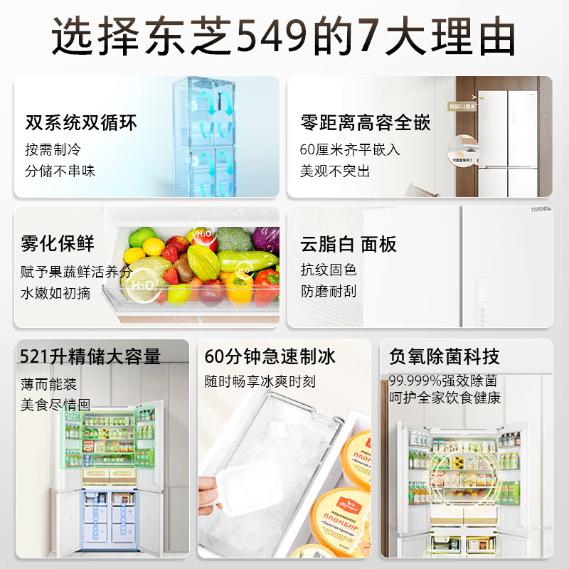 东芝GR-RF549WI-PM165冰箱图片