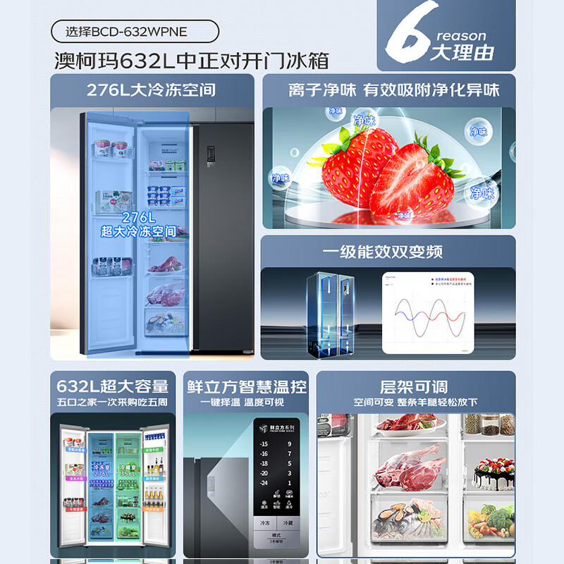 澳柯玛BCD-632WPNE冰箱图片
