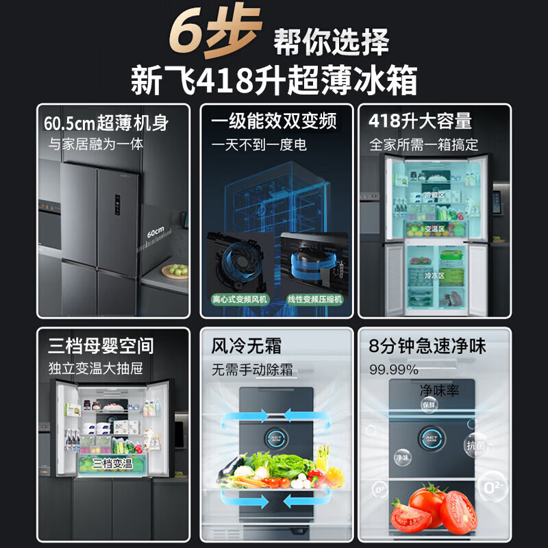 新飞BCD-418WK8DT冰箱图片