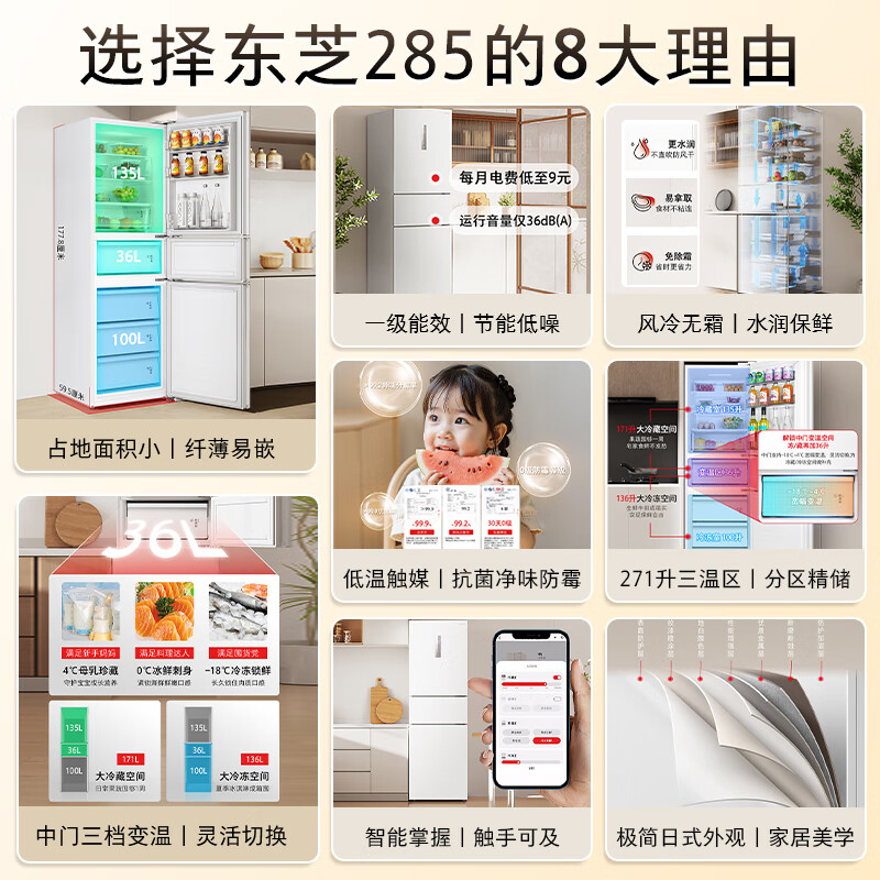 东芝GR-RM285WI-PM153冰箱图片
