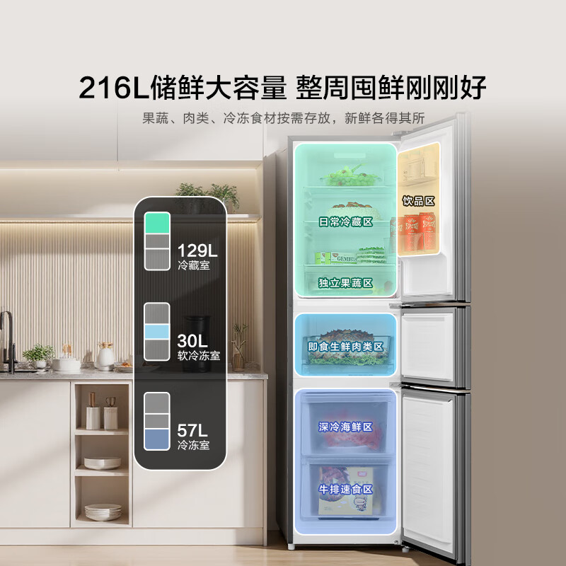 海信BCD-216S1RNKQD冰箱图片
