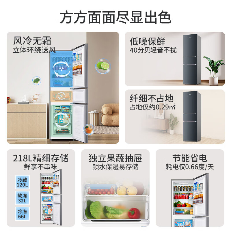 奥克斯BCD-218WN冰箱图片
