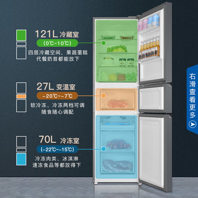 海尔BCD-218WGHC3E9YS冰箱图片