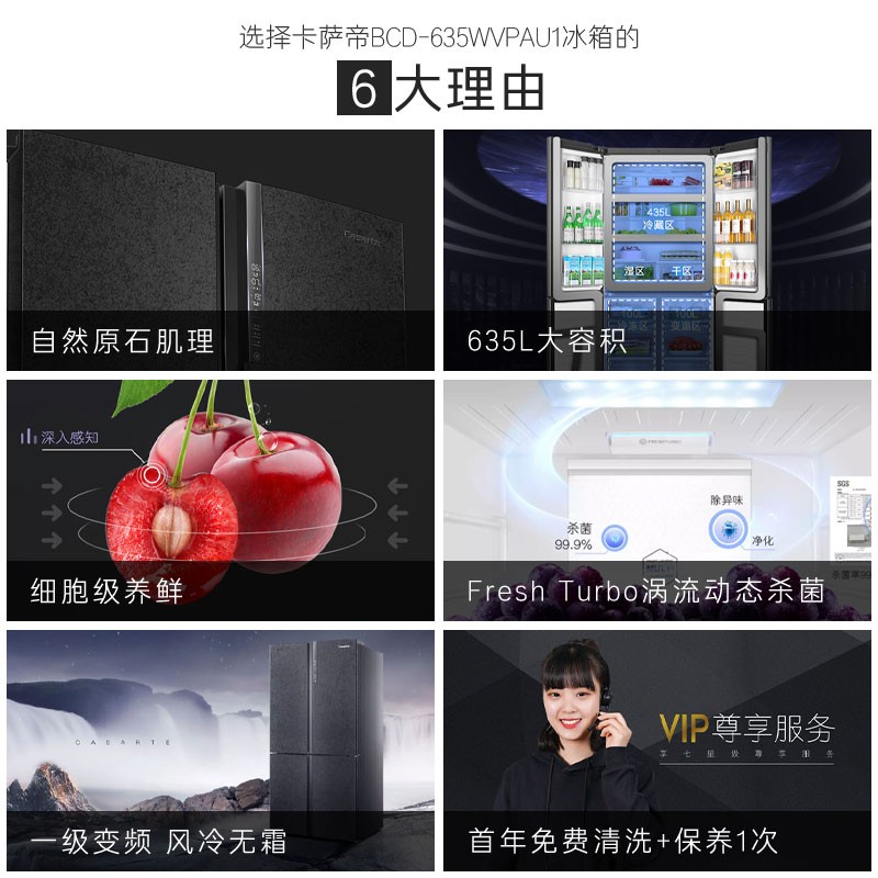 卡萨帝BCD-635WVPAU1冰箱图片