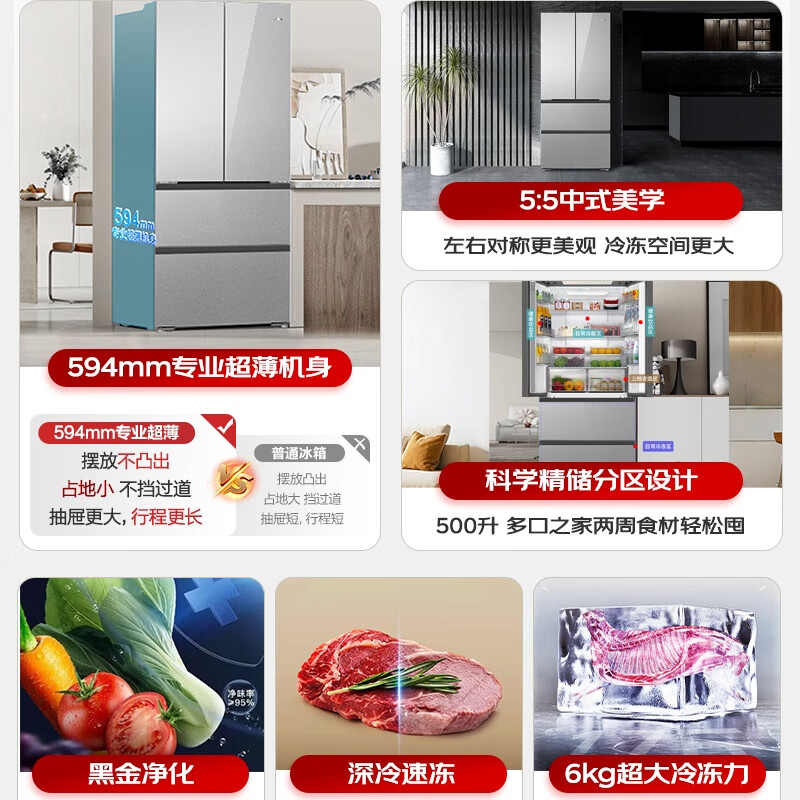海尔BCD-500WGHFDEDSWU1冰箱图片