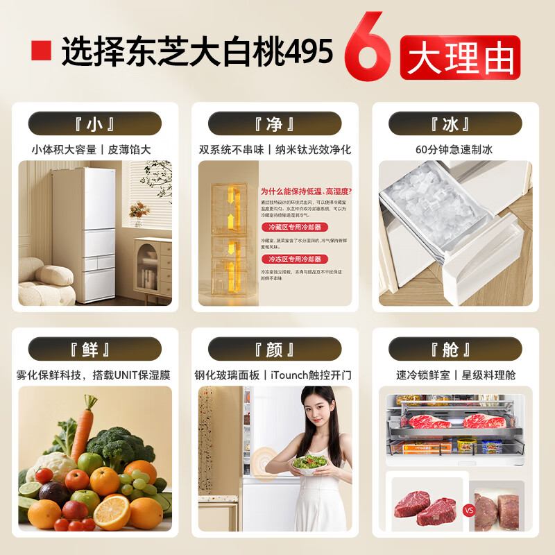 东芝GR-RM495WE-PG1B5冰箱图片