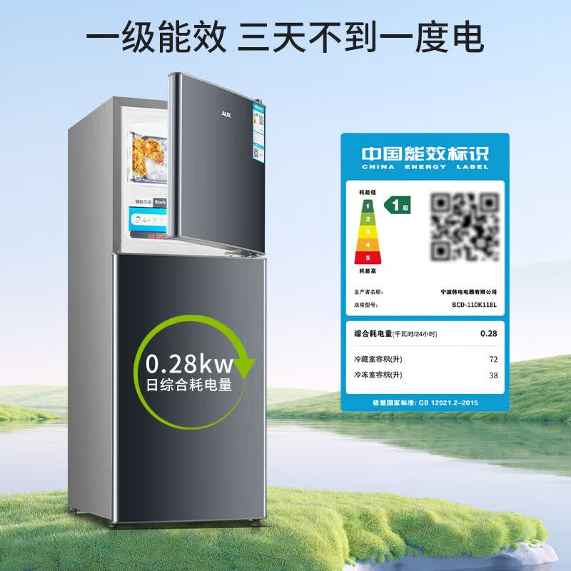 奥克斯BCD-110K118L冰箱图片