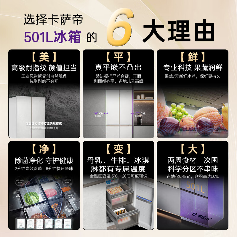 卡萨帝BCD-501WGCTDM4GDU1冰箱图片
