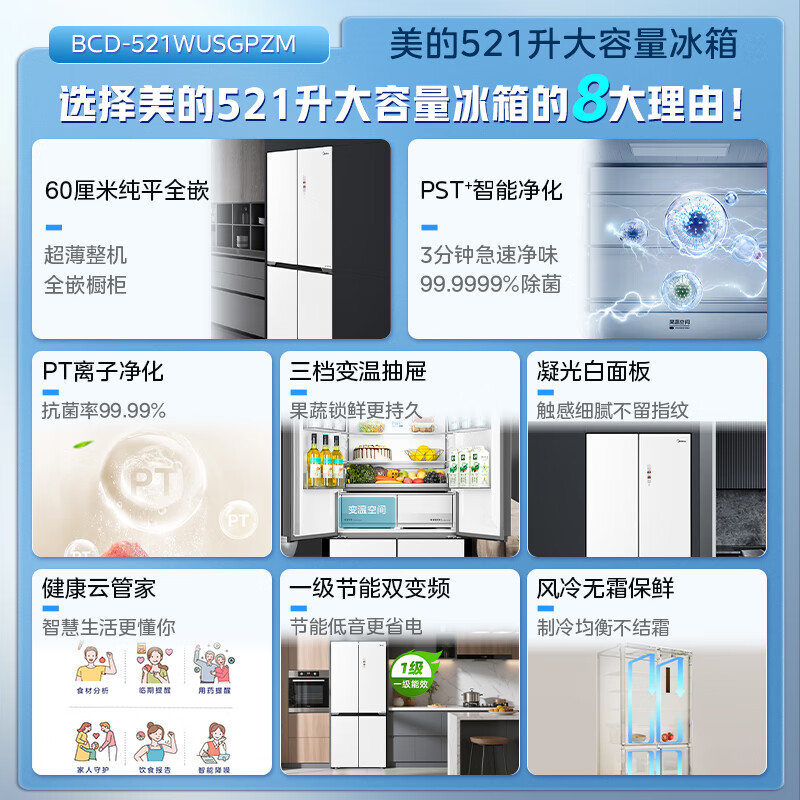 美的BCD-521WUSGPZM冰箱图片